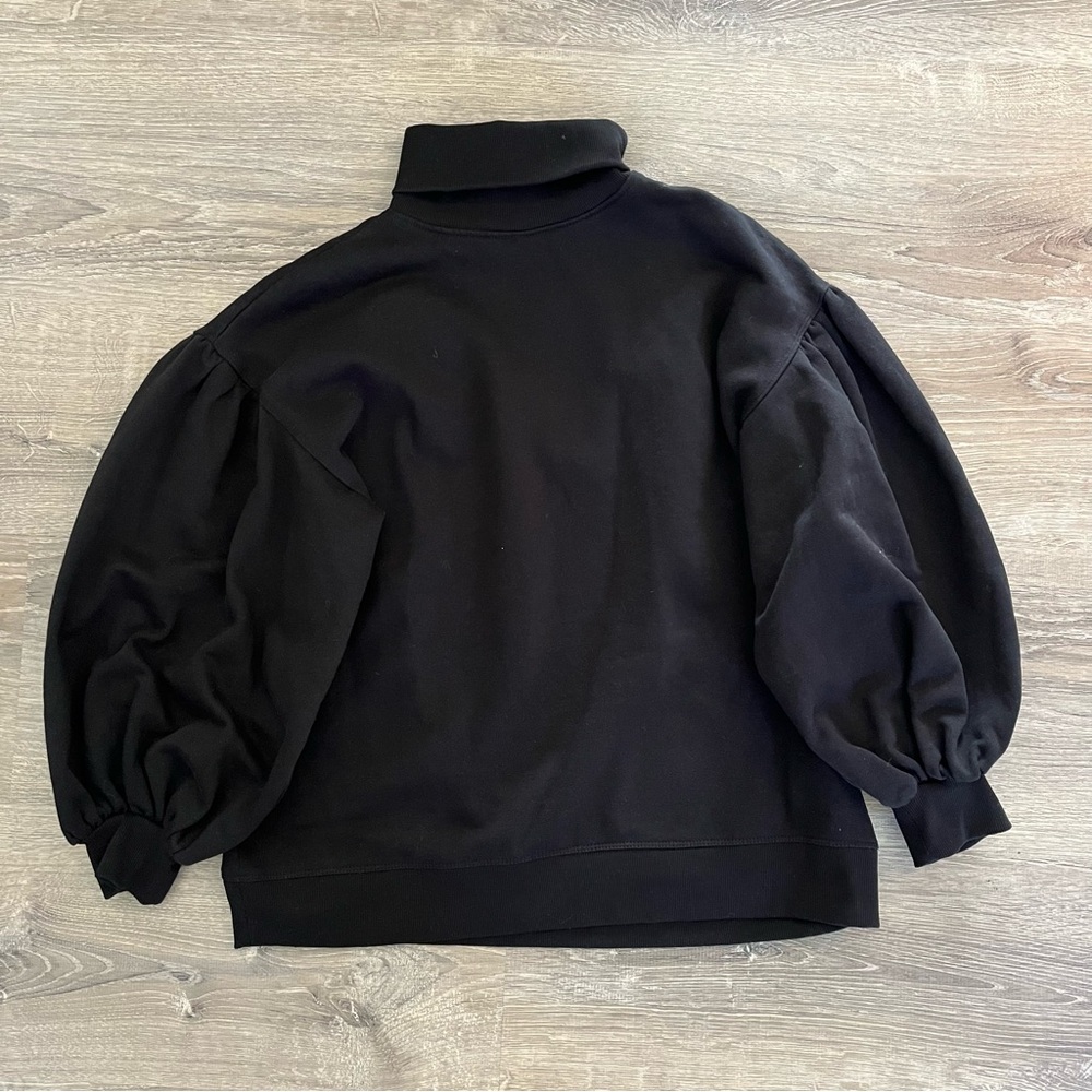 Zara women’s black turtleneck sweatshirt puff balloon sleeve medium